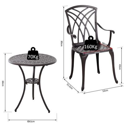 Meubles de balcon en aluminium moulé AJUNION 2 places Bistro extérieur avec table ronde