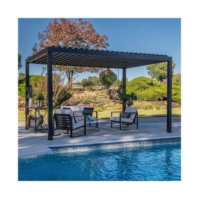 Pergola en acier à toit imperméable à la pluie réglable pour espace de vie extérieur lourd