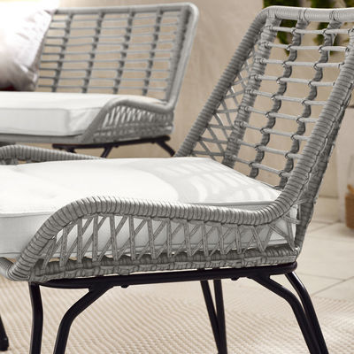 Ensemble de jardin à cadre métallique 4 sièges Meubles de balcon Meubles de patio en plastique en rotin