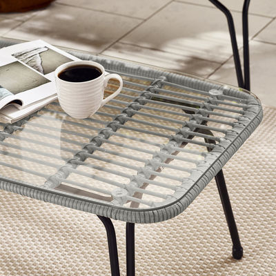 Ensemble de jardin à cadre métallique 4 sièges Meubles de balcon Meubles de patio en plastique en rotin