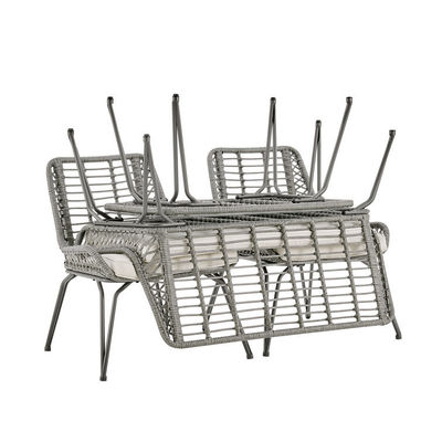 Ensemble de jardin à cadre métallique 4 sièges Meubles de balcon Meubles de patio en plastique en rotin