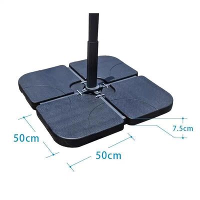 Conception moderne 50L x 50W x 7.5Hcm Plastique support de parapluie rempli d'eau ou de sable