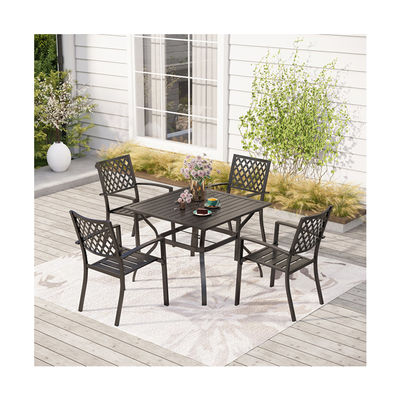 Ensemble de jardin métallique par AJUNION Meubles extérieurs imperméables à l'eau avec chaises de salle à manger empilables