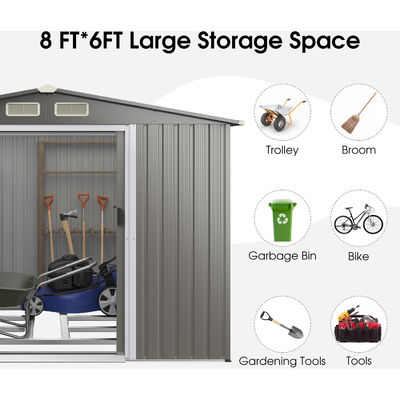 8x6ft maison de jardin outils entrepôt avec ventilation 69kg cadre revêtu de poudre par AJUNION