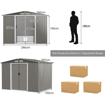 8x6ft maison de jardin outils entrepôt avec ventilation 69kg cadre revêtu de poudre par AJUNION
