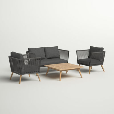 Ensemble de meubles d'extérieur modernes avec cadre en aluminium et finition en grain de bois