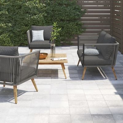 Ensemble de meubles d'extérieur modernes avec cadre en aluminium et finition en grain de bois