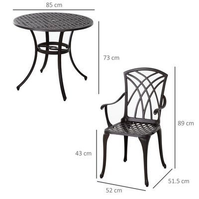 Moderne style de design cadre de fer en aluminium moulé meubles de salle à manger avec table ronde