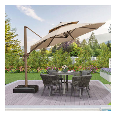 Patio de jardin extérieur 360 degrés rotation en aluminium double toit parapluie parapluie de luxe