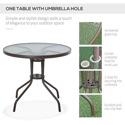 AJUNION Ensemble de meubles de patio en métal Chaises pliantes et table à manger avec trou de parapluie