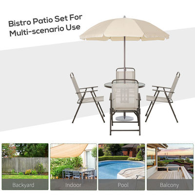 AJUNION Ensemble de meubles de patio en métal Chaises pliantes et table à manger avec trou de parapluie