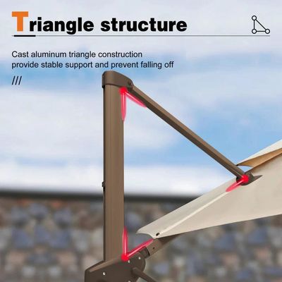 Patio de jardin extérieur 360 degrés rotation en aluminium double toit parapluie parapluie de luxe
