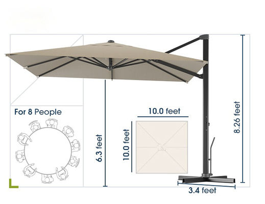 Un parapluie en aluminium de 10 pieds pour terrasses de luxe.