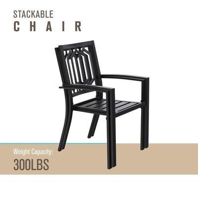 Ensemble de salle à manger en extérieur avec chaise empilable AJUNION Meubles de restaurant en métal