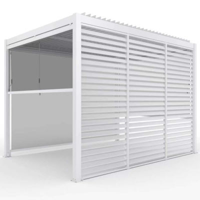 Pergola extérieure moderne de 151 kg avec un toit et un écran à louve bioclimatique