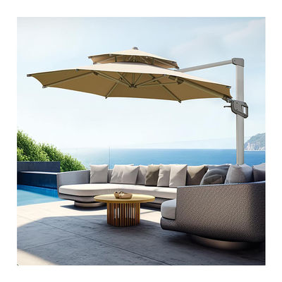 Moderne design AJUNION parapluie commerciale extérieure avec couverture solaire imperméable à l'eau à 2 niveaux