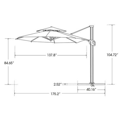 Moderne design AJUNION parapluie commerciale extérieure avec couverture solaire imperméable à l'eau à 2 niveaux