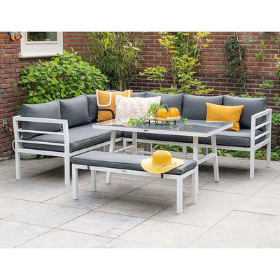 Table à manger extérieure en aluminium, ensemble de meubles de jardin avec banc par AJUNION