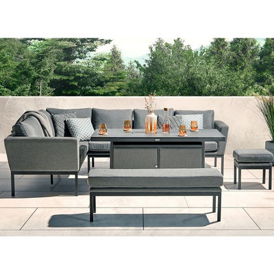 Emballage du courrier Y AJUNION Tissus extérieurs de luxe Meubles de patio Table à manger avec foyer