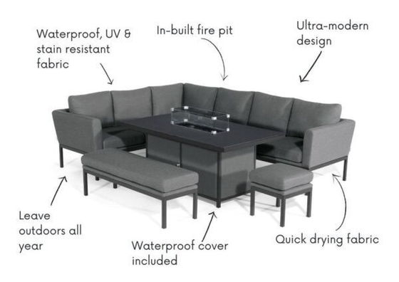 Emballage du courrier Y AJUNION Tissus extérieurs de luxe Meubles de patio Table à manger avec foyer