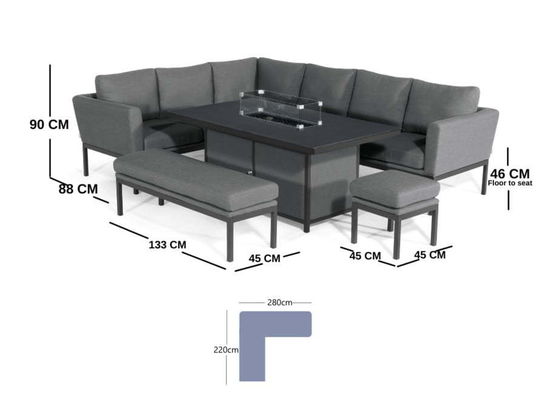Emballage du courrier Y AJUNION Tissus extérieurs de luxe Meubles de patio Table à manger avec foyer