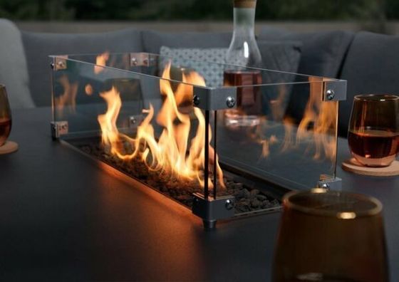 Emballage du courrier Y AJUNION Tissus extérieurs de luxe Meubles de patio Table à manger avec foyer