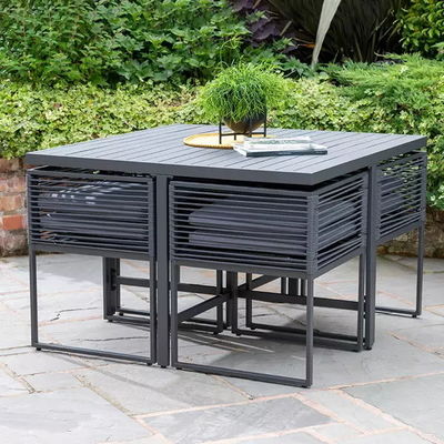 Ensemble de meubles de jardin à manger artisanaux en corde d'aluminium pour un design d'économie d'espace extérieur