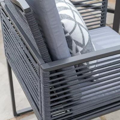 Ensemble de meubles de jardin à manger artisanaux en corde d'aluminium pour un design d'économie d'espace extérieur
