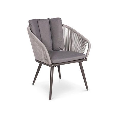 Meubles d'extérieur à 6 places avec table de foyer et fauteuil en tissu de corde