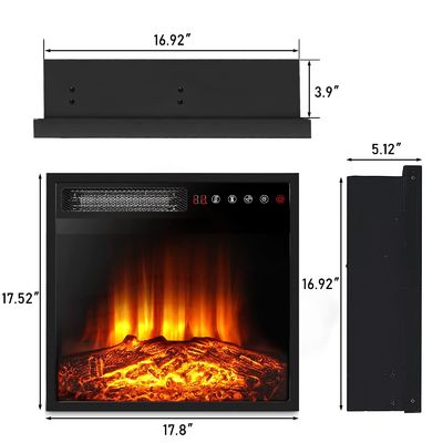 18 pouces de cheminée électrique mur monté avec thermostat réglable et télécommande