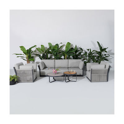 Assortiment de canapé extérieur de villa commerciale avec cadre en aluminium et table basse Dia80 x H33cm