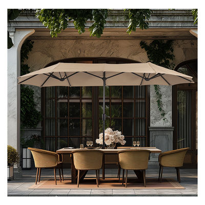 AJUNION Parasol rectangulaire imperméable à l'eau à deux côtés de 15 pieds avec un auvent résistant à la décoloration