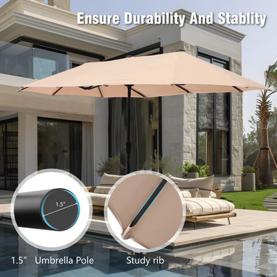 AJUNION Parasol rectangulaire imperméable à l'eau à deux côtés de 15 pieds avec un auvent résistant à la décoloration