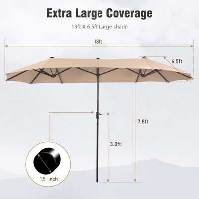 AJUNION Parasol rectangulaire imperméable à l'eau à deux côtés de 15 pieds avec un auvent résistant à la décoloration
