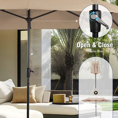 AJUNION Parasol rectangulaire imperméable à l'eau à deux côtés de 15 pieds avec un auvent résistant à la décoloration
