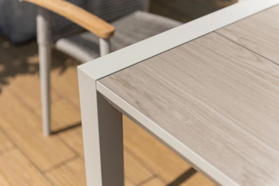 Profitez de repas en plein air avec AJUNION Luxe aluminium jardin ensemble et fauteuil tissé à la corde