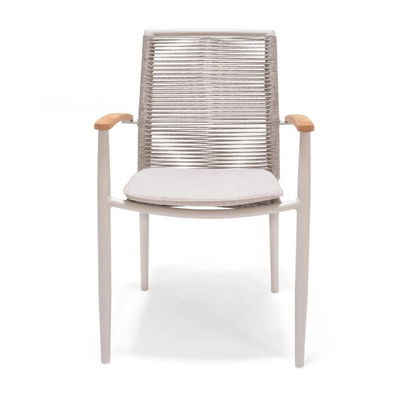 Profitez de repas en plein air avec AJUNION Luxe aluminium jardin ensemble et fauteuil tissé à la corde