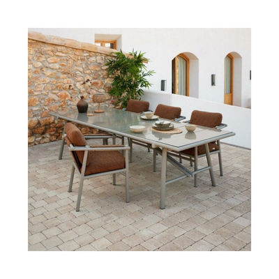 Ensemble minimaliste de salle à manger extérieure AJUNION Meubles en aluminium de luxe pour jardin ou maison