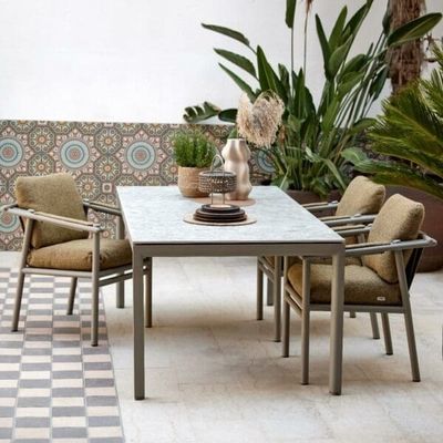 Ensemble minimaliste de salle à manger extérieure AJUNION Meubles en aluminium de luxe pour jardin ou maison