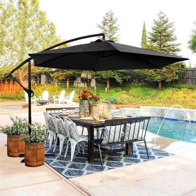 Parapluie de patio 10FT cadre en acier étanche ombrage solaire parapluie pour l' extérieur suspendu décalage