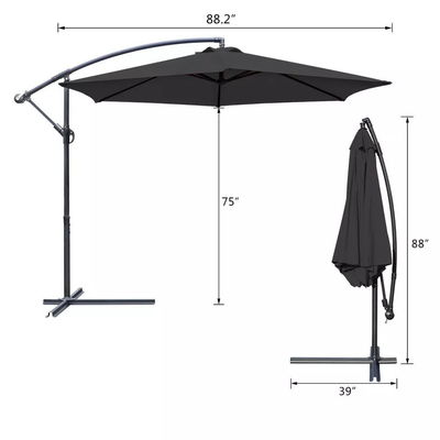 Parapluie de patio 10FT cadre en acier étanche ombrage solaire parapluie pour l' extérieur suspendu décalage
