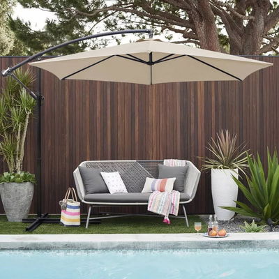 Parapluie de patio 10FT cadre en acier étanche ombrage solaire parapluie pour l' extérieur suspendu décalage