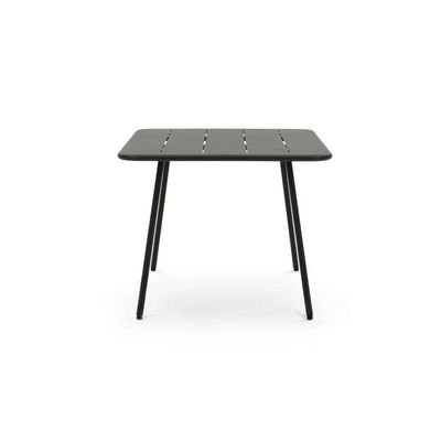 Meubles d'extérieur en acier métallique à 4 places, ensemble de jardin avec table carrée et chaises à manger
