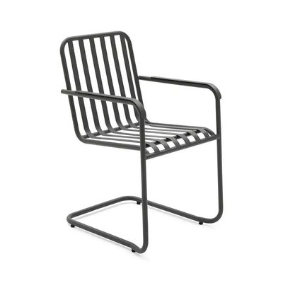 Meubles d'extérieur en acier métallique à 4 places, ensemble de jardin avec table carrée et chaises à manger