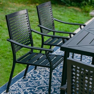 Ensemble de jardin AJUNION élégant et fonctionnel avec taille de table à manger L64 x W39 x H29