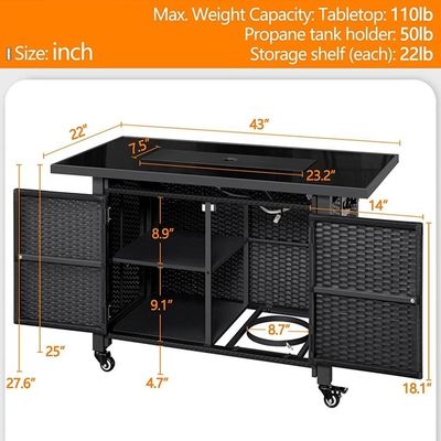 Taille du client Patio extérieur moderne cheminée portable Table à gaz sans fumée Foyer