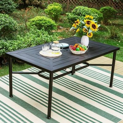 Ensemble de jardin AJUNION élégant et fonctionnel avec taille de table à manger L64 x W39 x H29