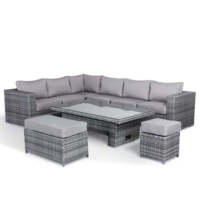 Ensemble de jardin en rotin moderne avec canapé de salle à manger et table élévatrice
