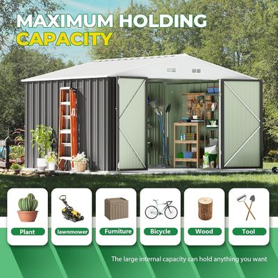 Outils de rangement en extérieur Grandes portes en acier de 66,5 pouces