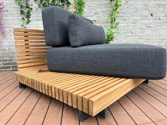 7 sièges Luxe bois de teck canapé de patio extérieur ensemble canapé sans bras Taille W99 x D104 x H56cm